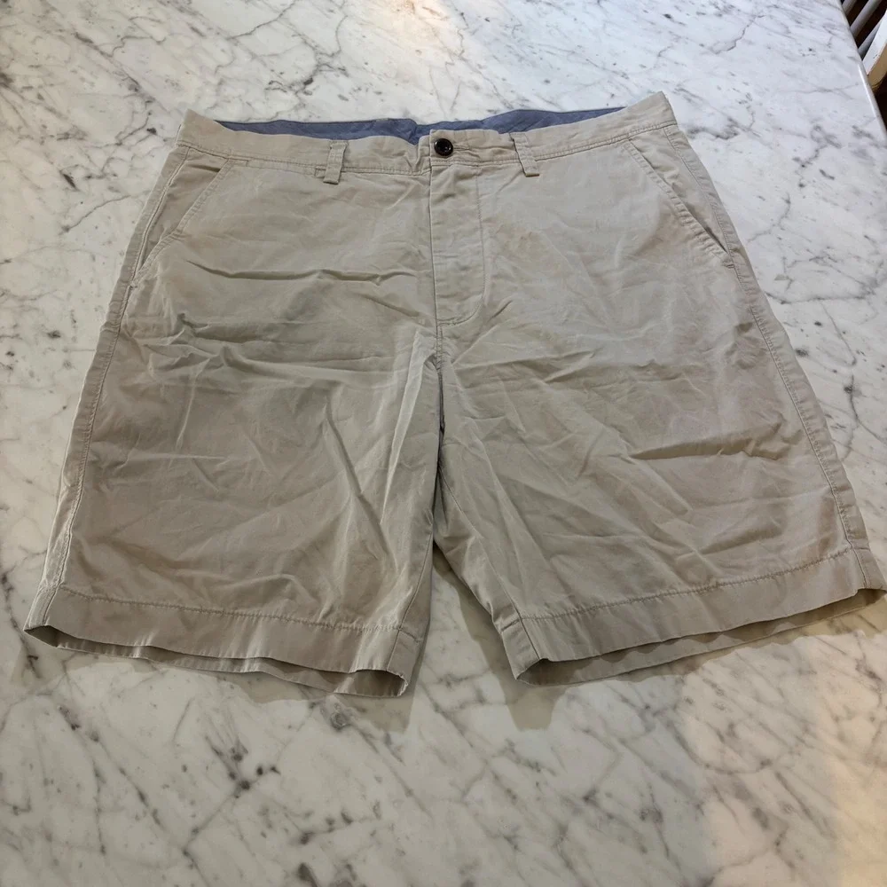 J.Crew‎ Mens Club Short Khaki Tan Chino Cotton Flat Front Shorts Size 35W